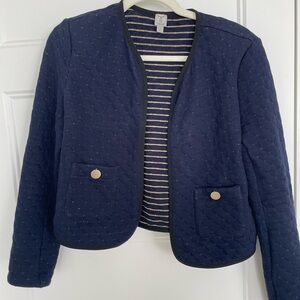 Tristan Quilted Navy Jacket with Gold Button Pockets